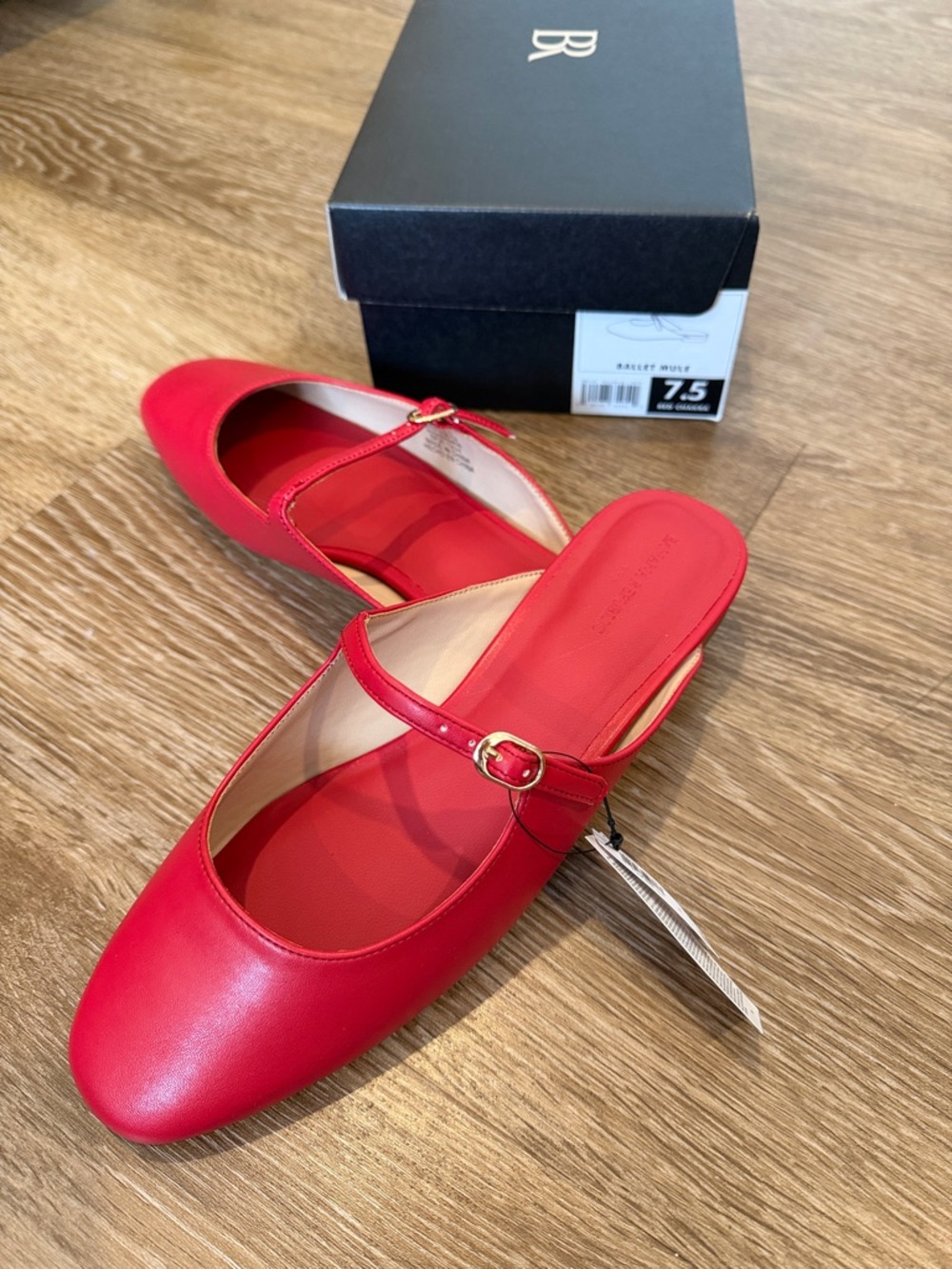 NWT Banana Republic Red Leather Mary-Jane Mules
